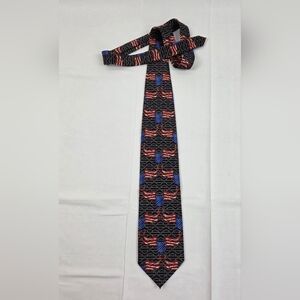 Vtg Harley Davidson Tie Multicolor Banner Of American Pride 2001
